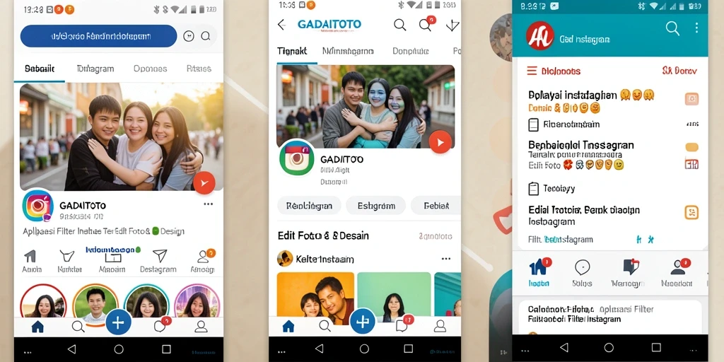 Antarmuka GADAITOTO dengan berbagai filter Instagram yang menarik.
