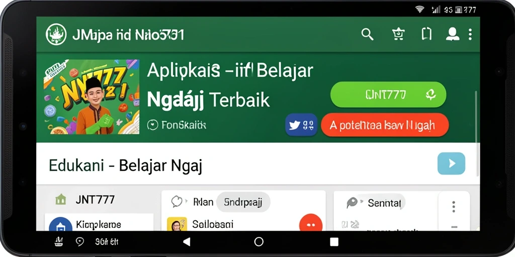 Tampilan antarmuka aplikasi JNT777 saat belajar ngaji.