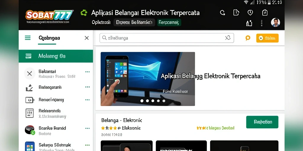Antarmuka SOBAT777 yang menarik dan fungsional untuk belanja elektronik.