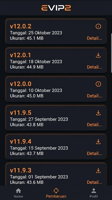 Riwayat Versi evip2 untuk Pengguna Android